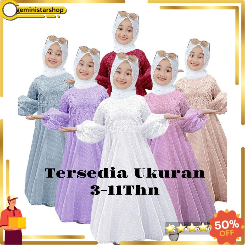 JUAL Gamis anak perempuan Salsa 3-11tahun / gamis anak / baju muslim anak perempuan / gamis anak war