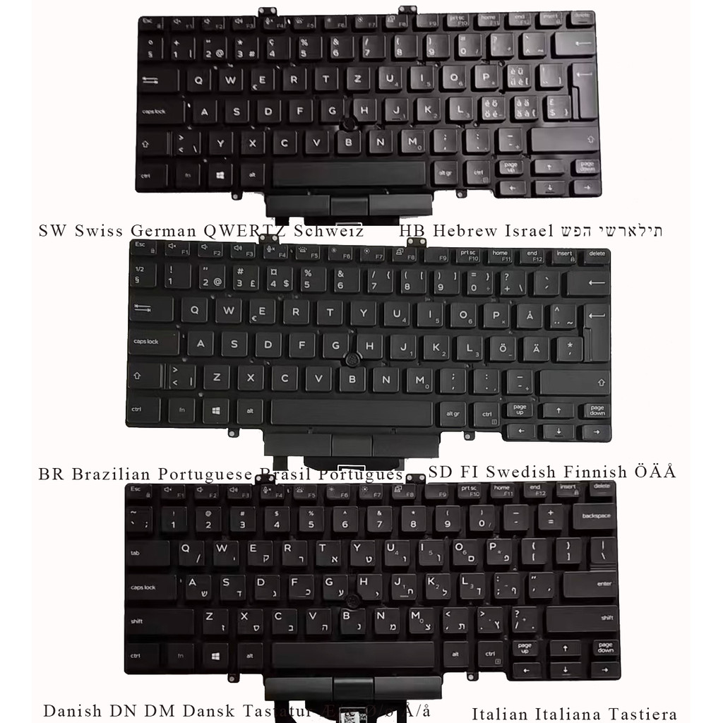New Brazil Hebrew ish Swesh Italian Swiss Keyboard for DELL Latitude 5410 5411 2020 , 5400 5401 2019