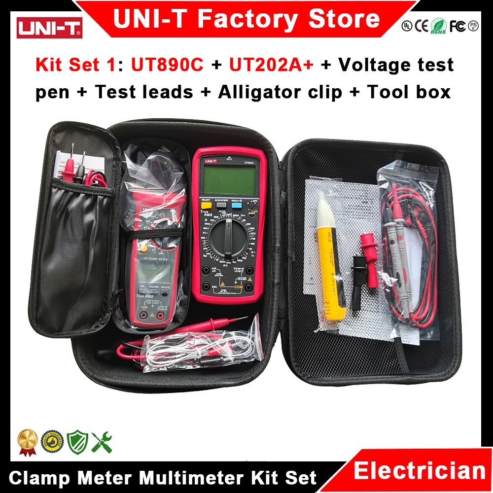 UNI-T UT210E UT204+ UT202A+ UT107+ UT890C UT61E+ Clamp Meter Multimeter Kit Set Professional Electri