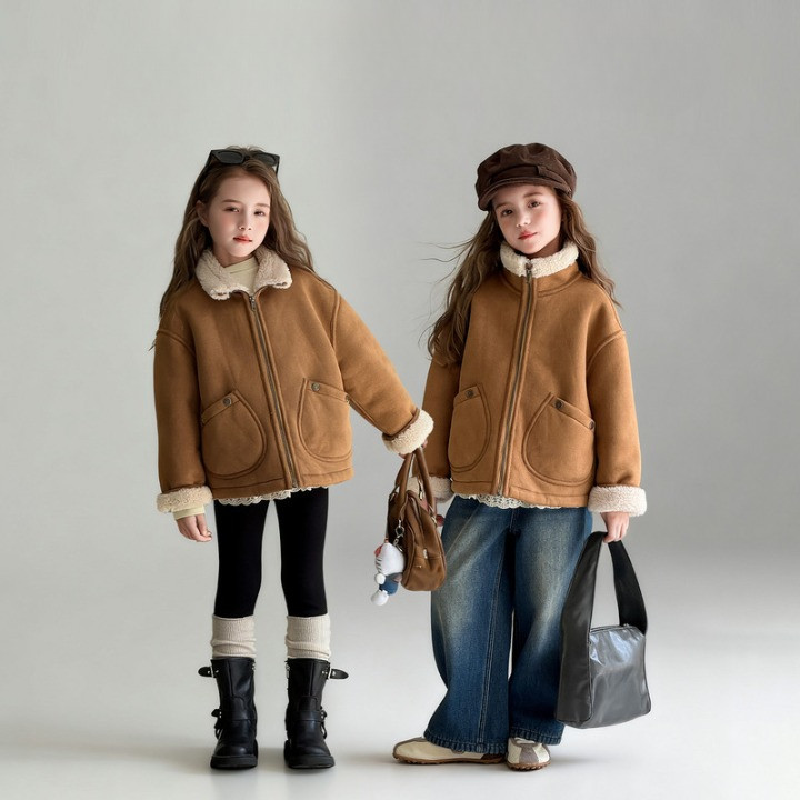 ( TOP3256 ) Jacket / jaket tebal winter musim dingin anak perempuan remaja fleece bulu  - polyester 
