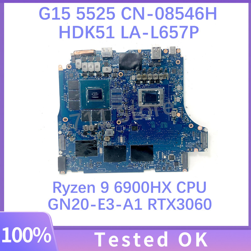 HDK51 LA-L657P 08546H  For DELL G15 5525 Laptop Motherboard W/ R7-6800H R9-6900HX CPU GN20-E3-A1 RTX