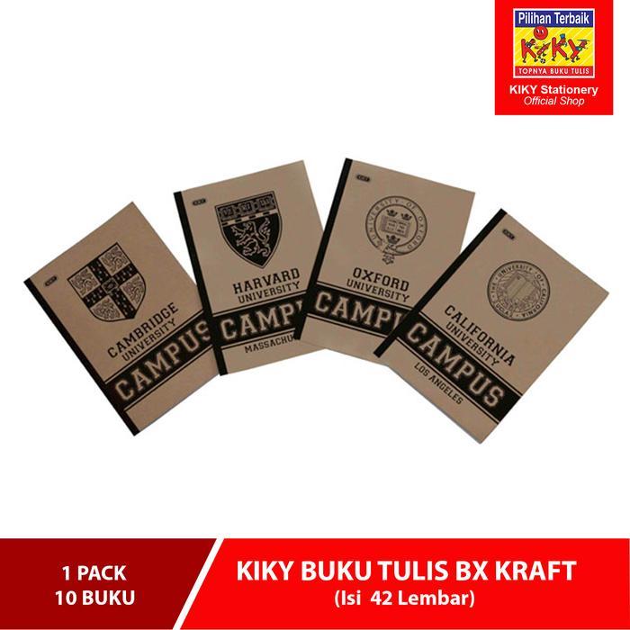 KIKY Buku Tulis BX 42 Lembar Kraft (Cover Kraft) - 10 Buku - Polos Bergaris