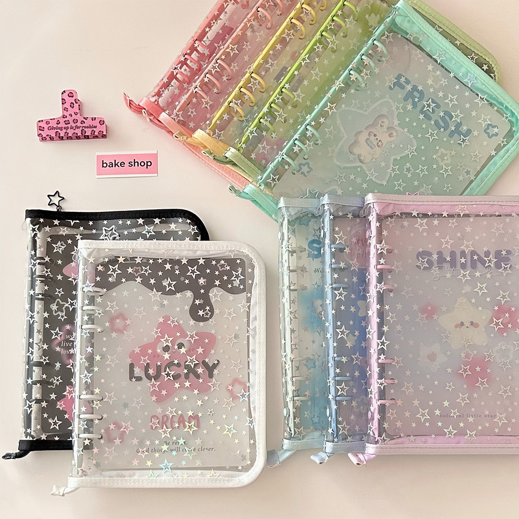 BINDER A5 ZIPPER WARNA GLITTER TRANSPARANT PHOTOCARD PC