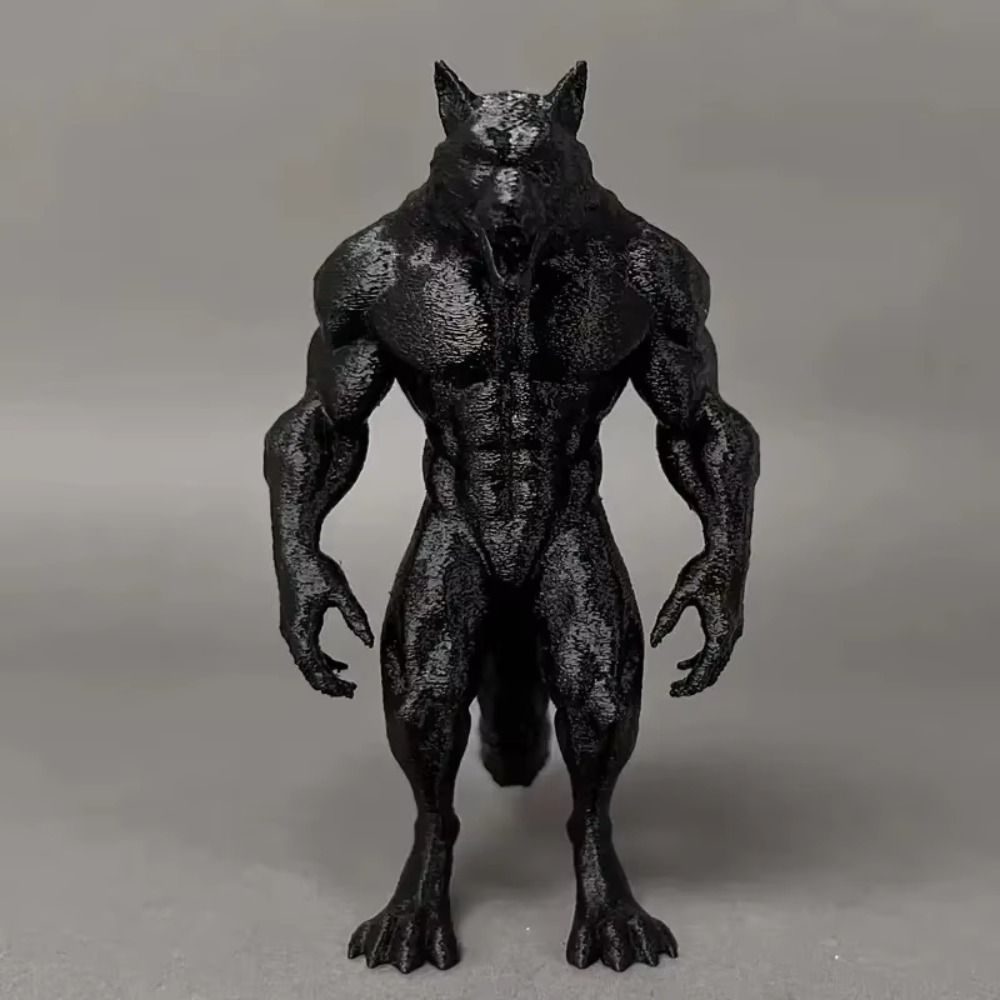 3D Printed Werewolf Statues Black Realistic Werewolf Figurine Crafts Models Werewolf Statue Ornament