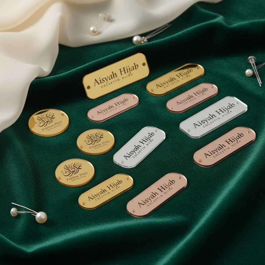 Label Akrilik | Merk Akrilik | Label Hijab | Label Produk Akrilik | Label Akrilik Costume