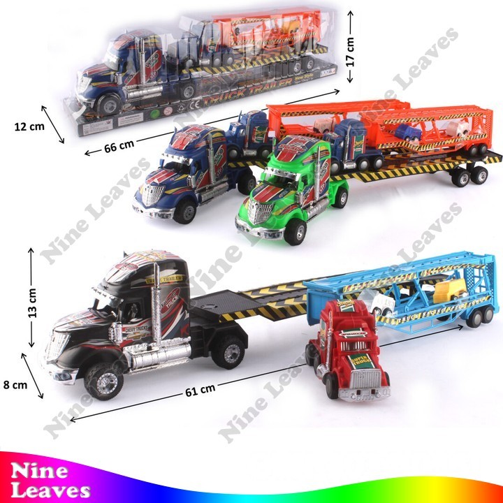 Mainan Anak Truk Trailer 61 cm Muat Truk Trailer Muat Truk Konstruksi 2 Pcs Truck Trailer