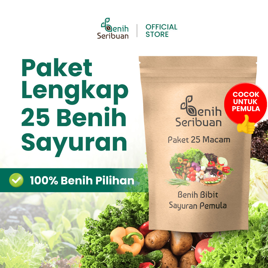 Benih Seribuan - Paket Lengkap 25 Macam Benih Sayur Sayuran Pemula