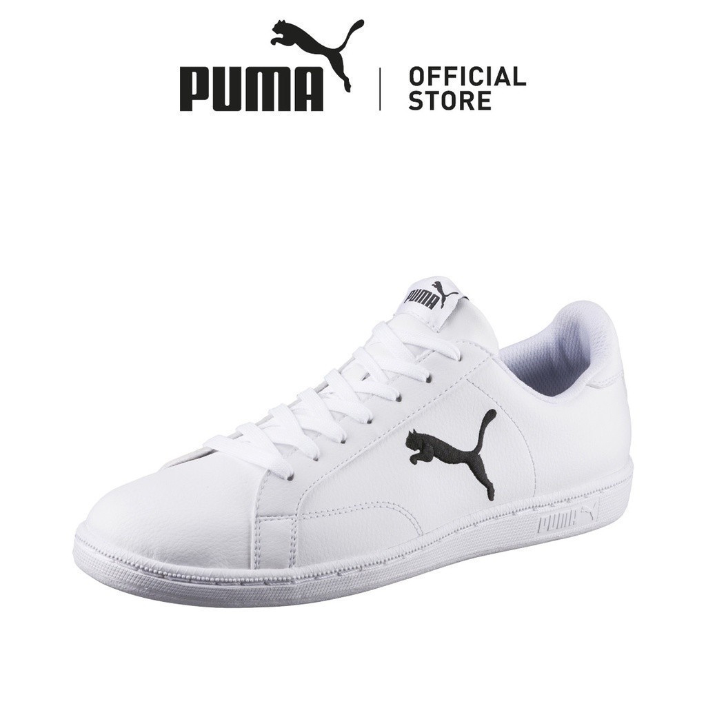 PUMA Sepatu Smash Leather Sneakers White-Black