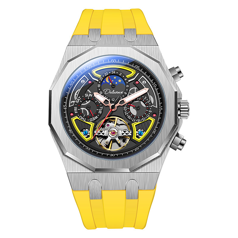 Top Brand Sport Watches with Tourbillon  Rubber Strap Multifunction Dial Automatic Watches Reloj Hom