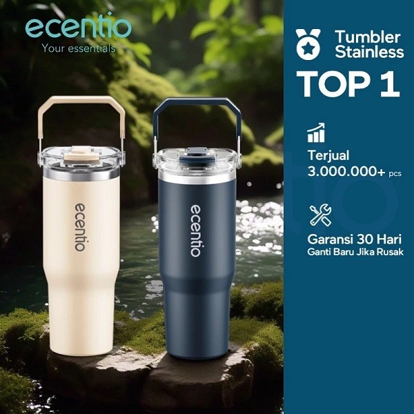 TUMBLER STAINLESS ECENTIO TAHAN PANAS DINGIN | Botol Minum Stainless Ecentio Kapasitas 900ml