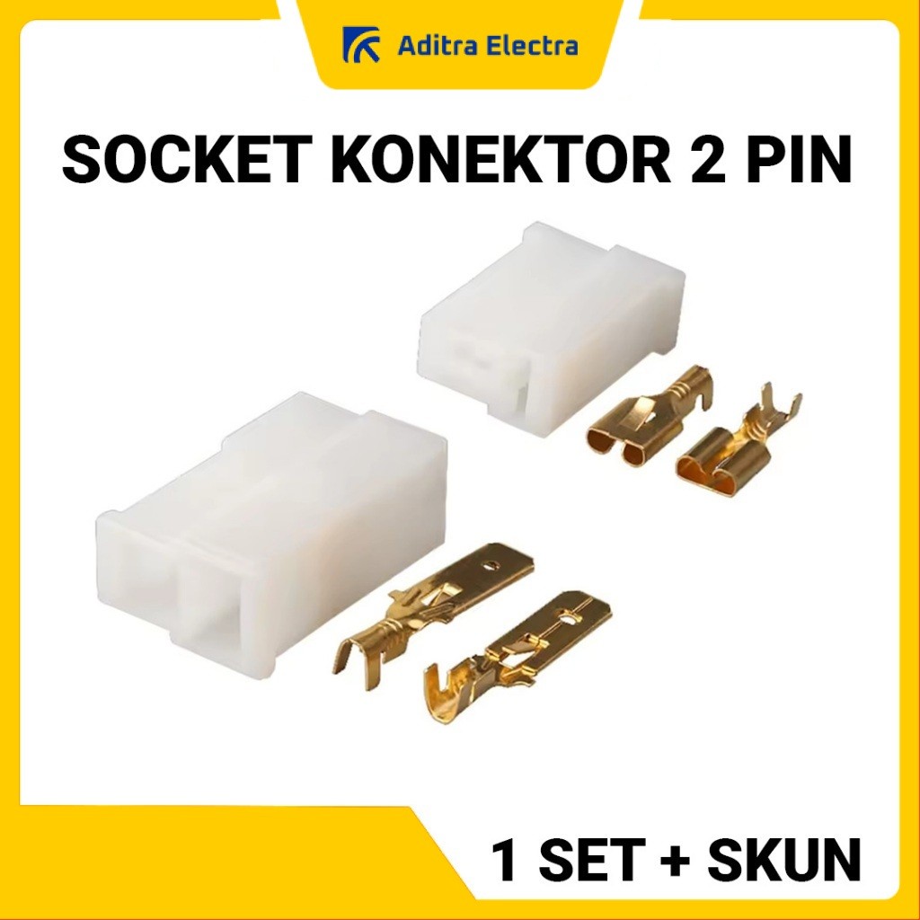 Soket Konektor Kabel 2 Pin Lengkap 1 set + Skun | Soket Motor | Soket Mobil | Konektor Kabel