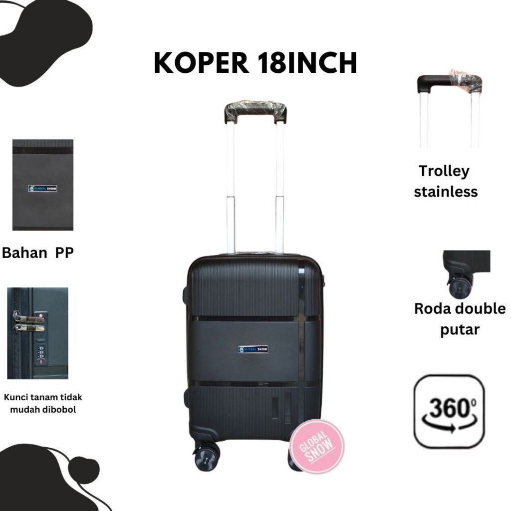 Koper ANTI PECAH PP 18inch -GS 001 Global Snow / KOPER 18INCH TAHAN BANTING / KOPER KABIN