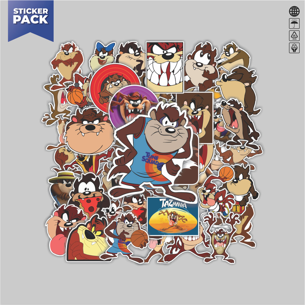 [100PCS]Stiker Pack TAZMANIA Aesthetic Vinyl Anti Air Dekorasi Sticker Laptop Buku Journal Koper Hel