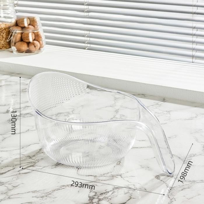 Wadah tempat cuci beras / baskom cuci beras / tempat cuci buah sayur - Putih Transp.