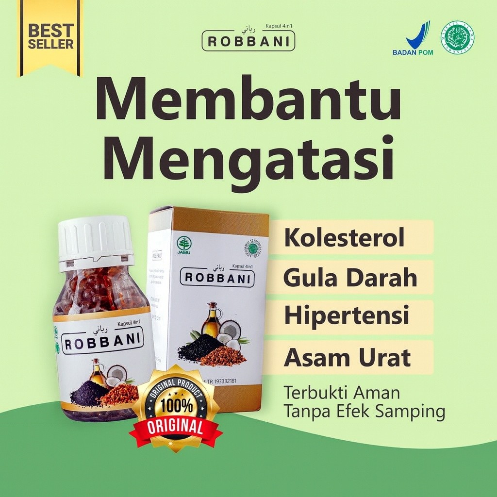 Robbani Asli Original Obat Rematik asam urat kolesterol Isi 200 Kapsul AMPUH