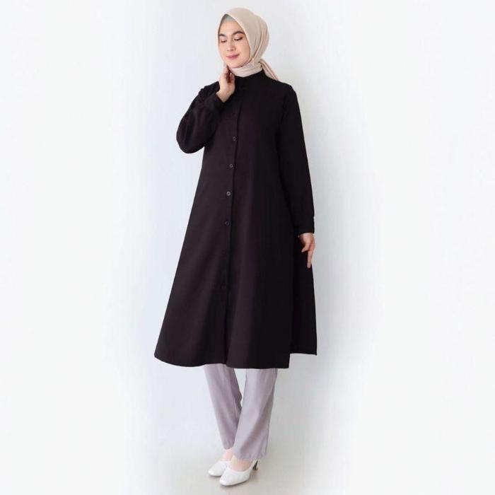 Promo Guncang LONG TUNIK POLOSAN BAHAN SHAKILA / TUNIK KEMEJA POLOS JUMBO L XL XXL Muslim Atasan Wan