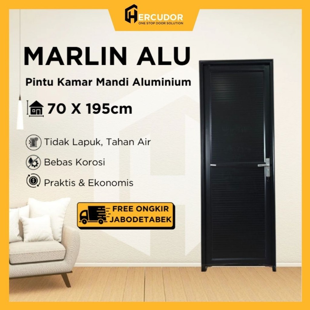Platinum - Pintu Kamar Mandi Aluminium Full Panel Marlin Alu 70X195