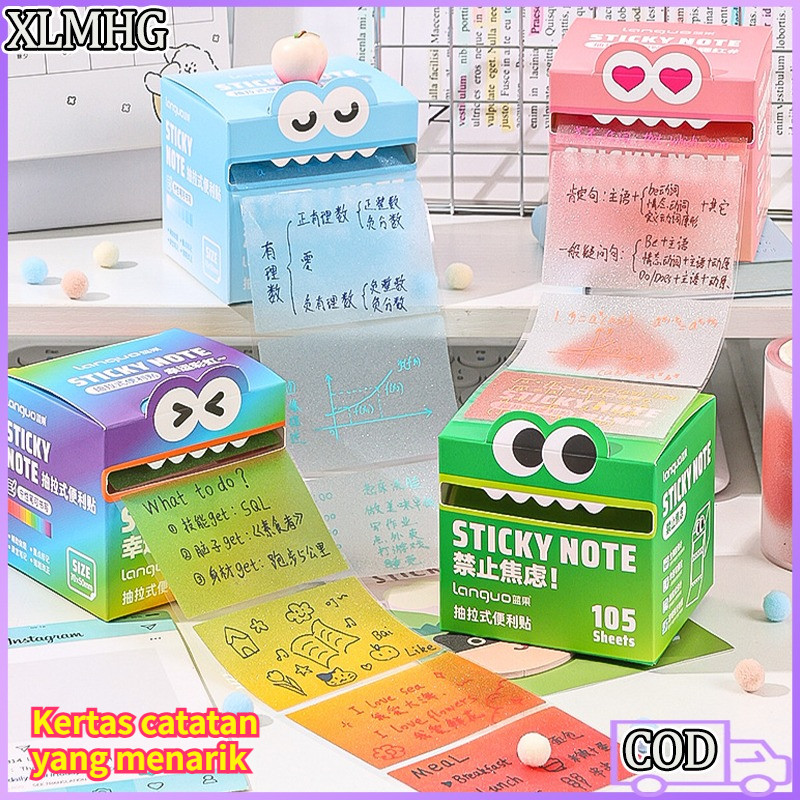 Ready Kertas Catatan 108 Lembar Catatan Polos Gradasi Lucu Penanda Buku / Catatan Tarik Gradasi Unik