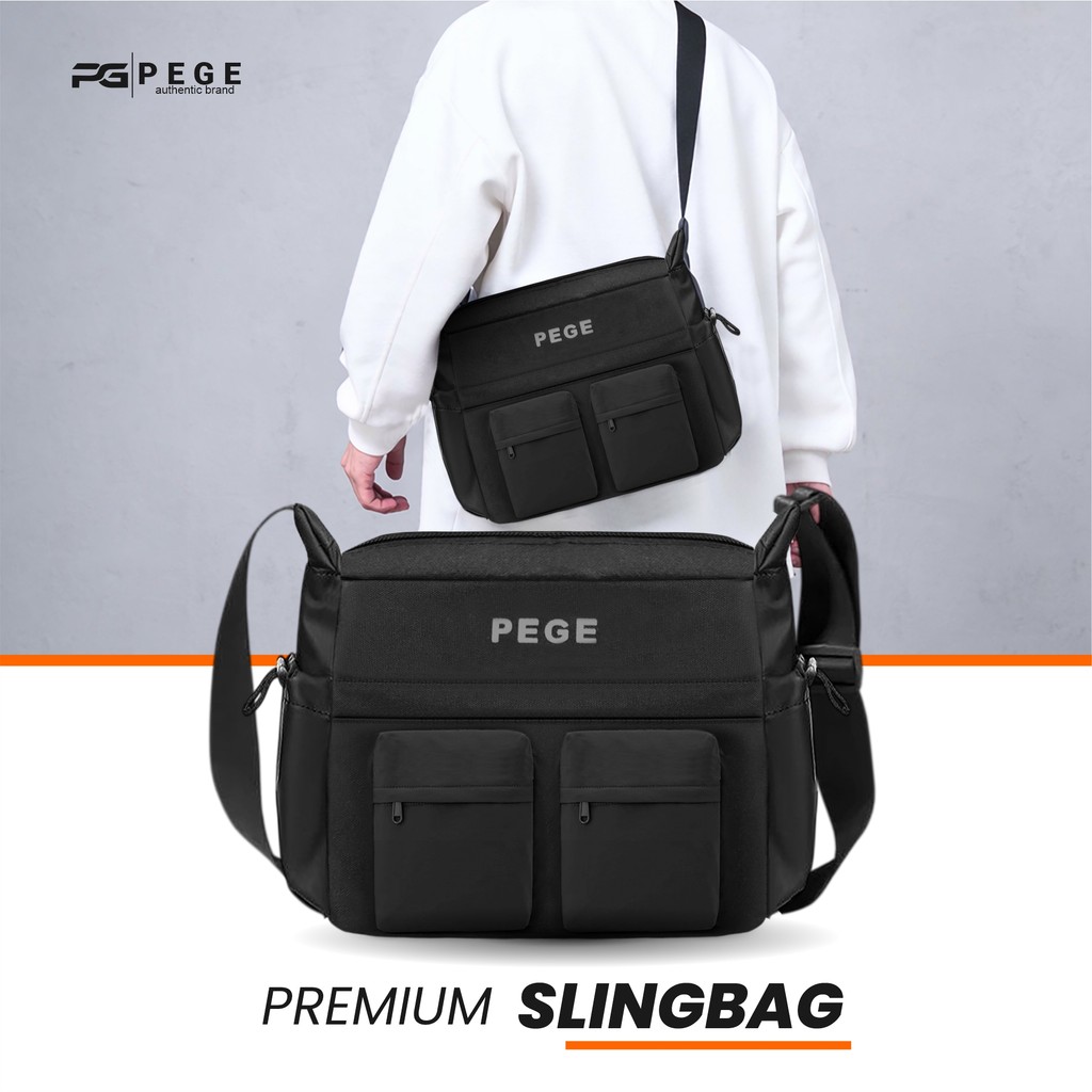 PEGE Sling Bag Tas PEGE Auron Selempang Pria Simple Premium - PG 9142