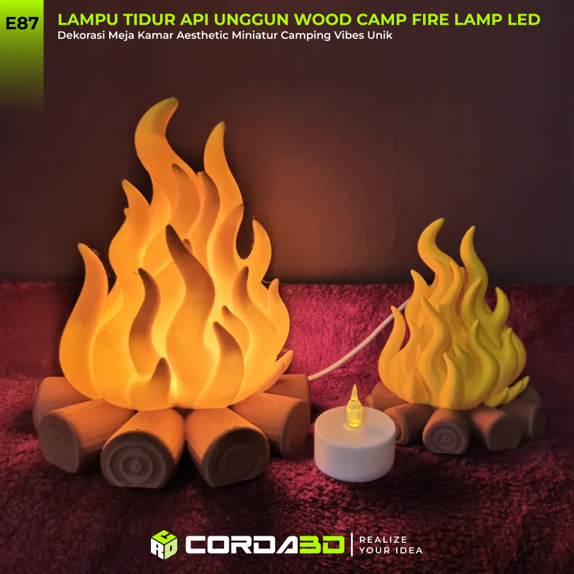 READY Lampu Tidur Api Unggun Wood Camp Fire Lamp LED - Dekorasi Meja Kamar Aesthetic Miniatur Campin