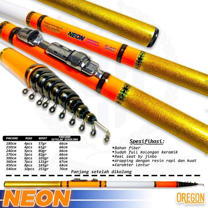 SET LENGKAP Pancing Tegek Kolong Oregon Neon Pole Murah Reel Joran - Tegek Saja, 540cm