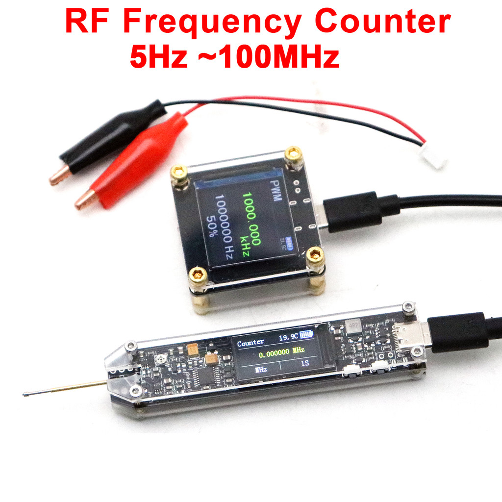 100MHz Pen Probe Frequency Counter, RF Signal gital Frequency Meter PWM Signal Generator 5V Voltmete