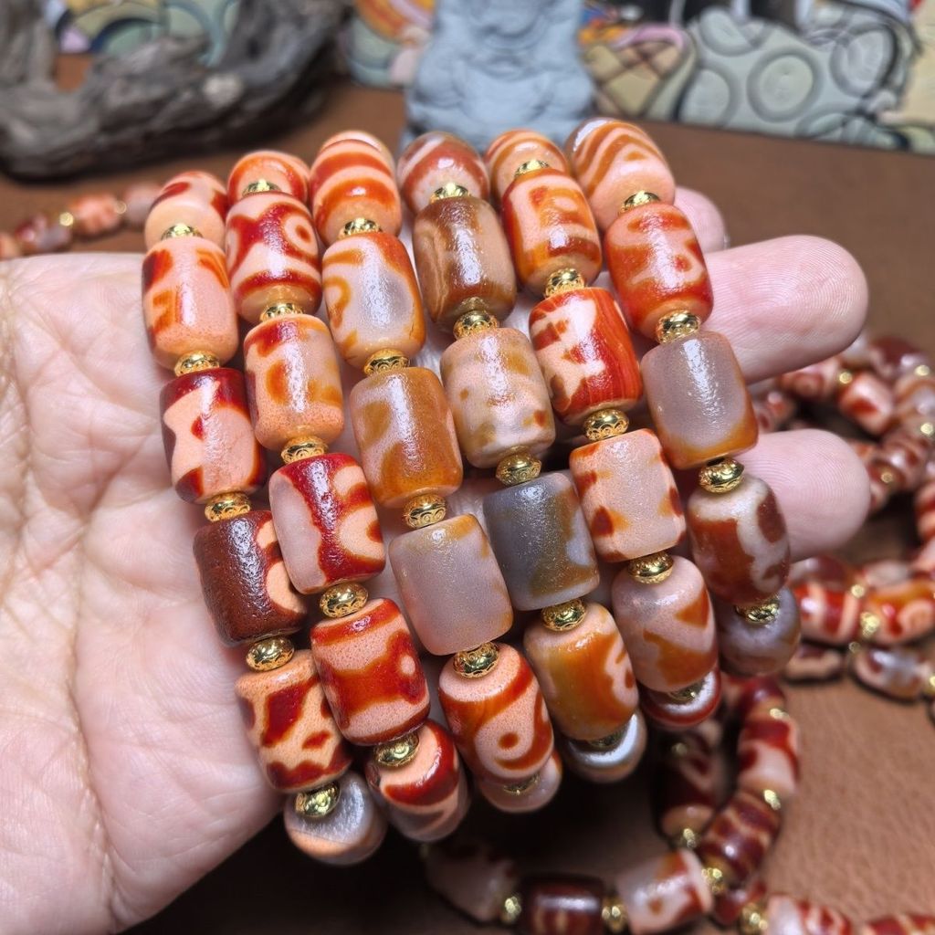 daging merah harimau gigi gelangmulti-harta dzi merah mata langit Tibet bubur batu akik etnis