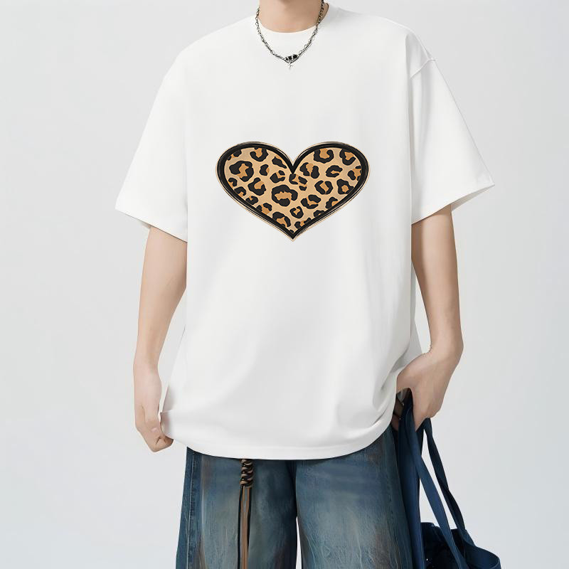 tshirt Unisex Leopard Print Heart Graphic