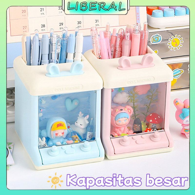 [Ready Stock] Kotak Penyimpanan Kuas Makeup Telinga Kelinci Lucu / Tempat Pena Multifungsi Meja / Ko