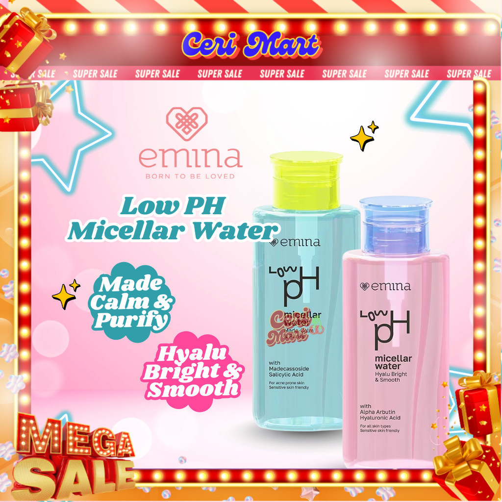 Emina Low pH Micellar Water HyaluBright & Smooth 300ml | Makeup Remover-Double Cleansing [100% Ori]