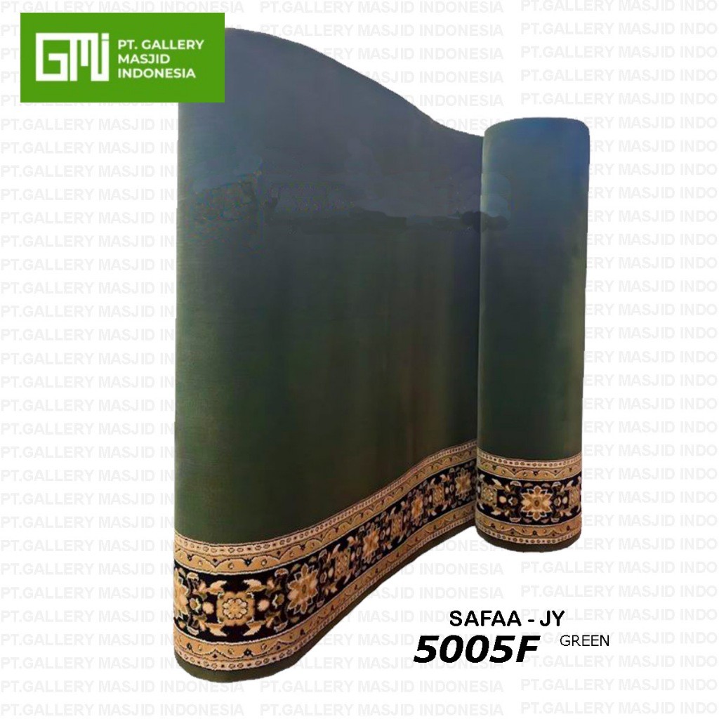 Karpet Roll Lantai Untuk Masjid Empuk Tebal 18mm Safaa Warna Hijau Polos / Karpet Masjid Mesir