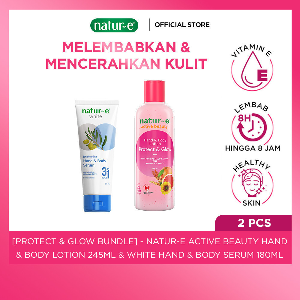 Natur-E Paket Protect & Glow - Active Beauty Hand & Body Lotion 245ml + White Hand & Body Serum 180m