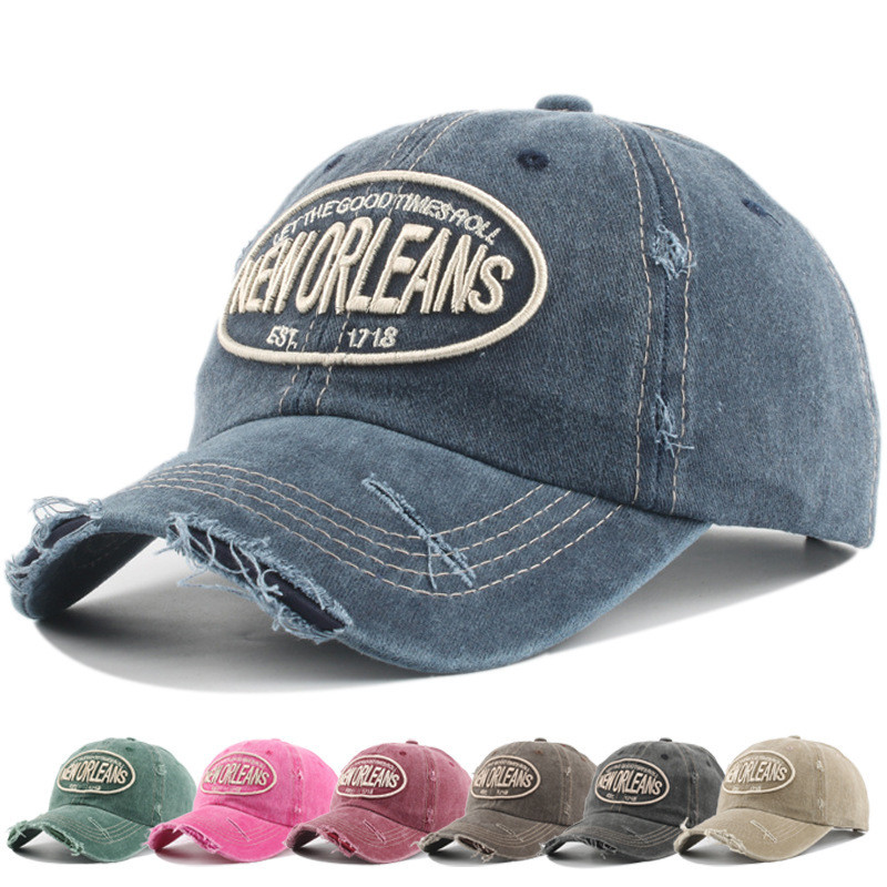 Topi Baseball Bordir Retro Amerika Vintage Baru yang Distressed