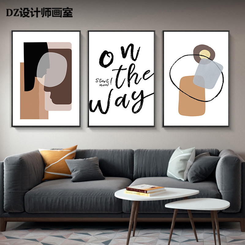 Lukisan Gantung Ruang Tamu Dapur Kamar Triptych Rusa Oranye Nordic Hijau Aesthetic Modern Mewah Hias