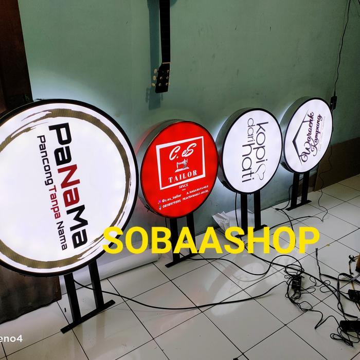 neon box bulat murah costum