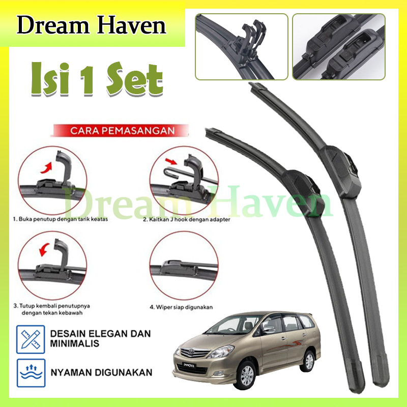 Wiper Frameless Dual Blade Universal / Dual Wiper Blade-Untuk Semua Jenis Mobil