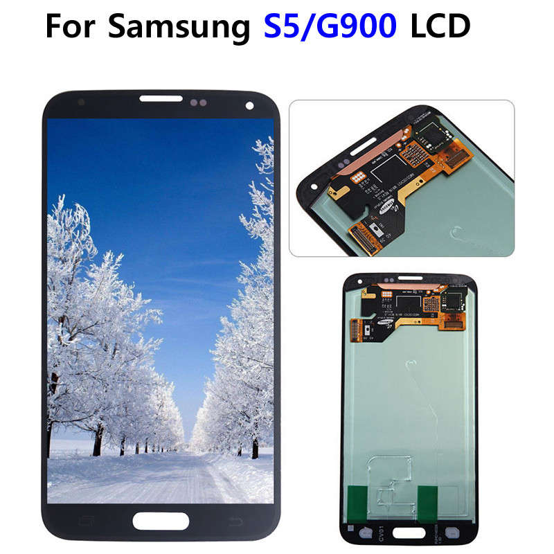 Tested LCD Screen For Samsung Galaxy S5 LCD G900 G900F G900H splay Screen Touch gitizer Assembly Rep