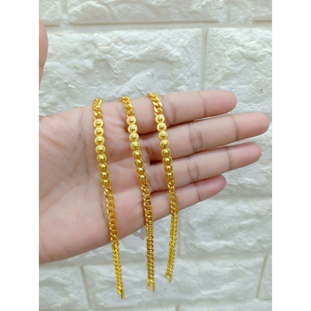 Gelang Rantai Gosok Papan Replika Emas Asli (Bahan Golden) Pengait S