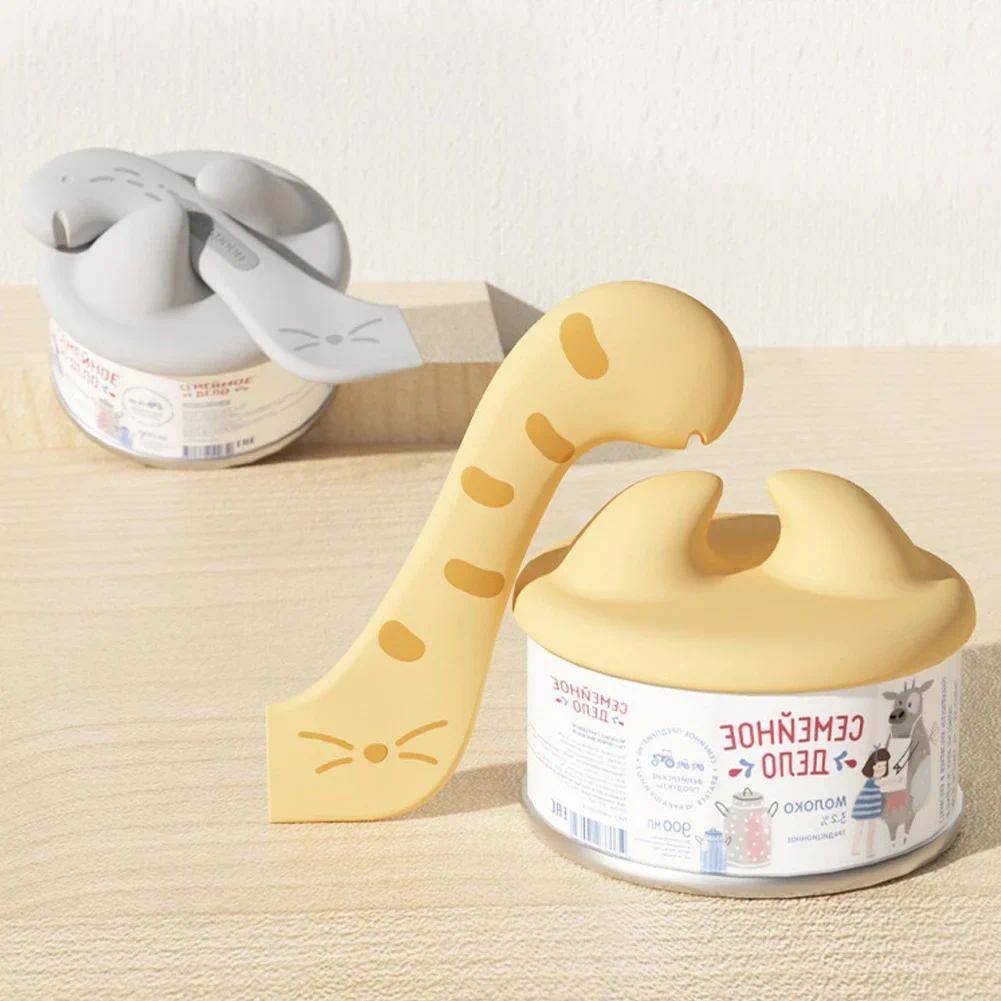 1PC Safe Pet Spoon Multifunctional Can Opener Wet Food Feeng Spoon TPE Pet Can Sealing Lid Food Stor