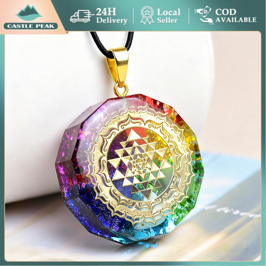 Kalung Kristal Orgonite 7 Chakra Orgonite Pendant Sri Yantra Kalung Meditasi Yoga Aksesoris Kalung W