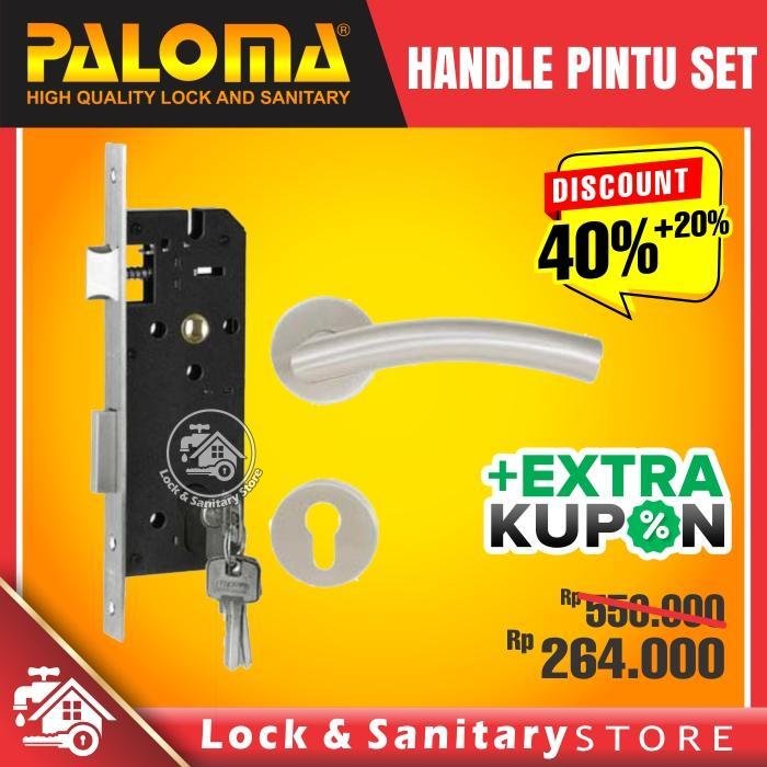 Kunci Set PALOMA LRP 402 Handle Mortise Cylinder Lock Gagang Pintu