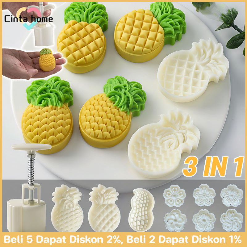 3 in 1 Cetakan Kue Bulan Kue Nanas Cetakan Bentuk Nanas Cetakan Kue Bulan Kue Cetakan Emboss Nanas C