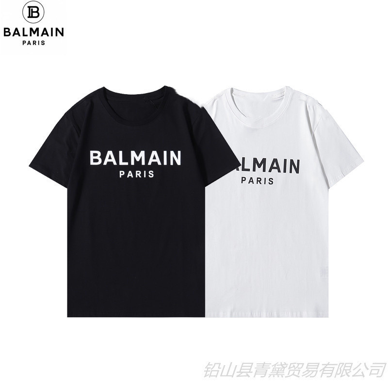 Kaos Balmain Trendy Berkualitas Tinggi 220g Katun Belerang Halus Tebal Kaos Lengan Pendek Semua Katu
