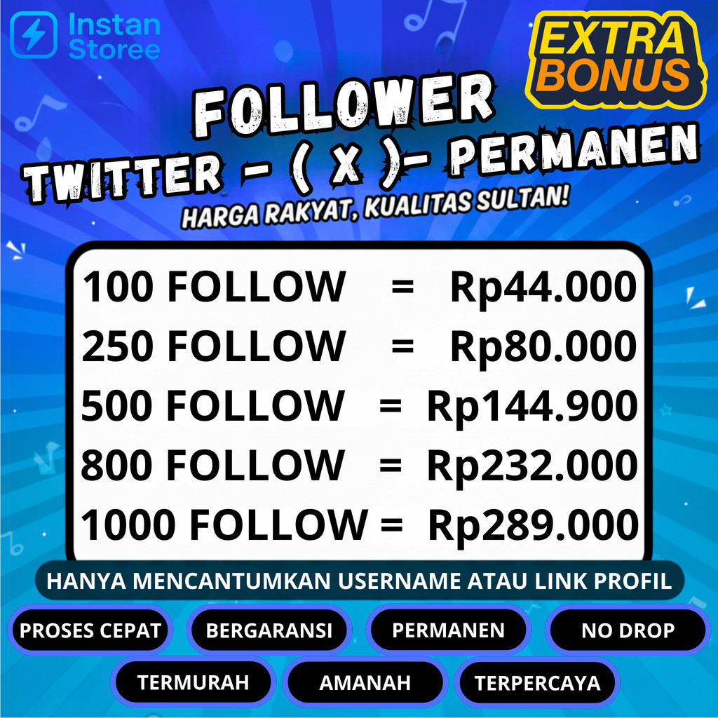 Follower Twitter Real Aktif Termurah - Follower X permanen  Proses Cepat Bergaransi
