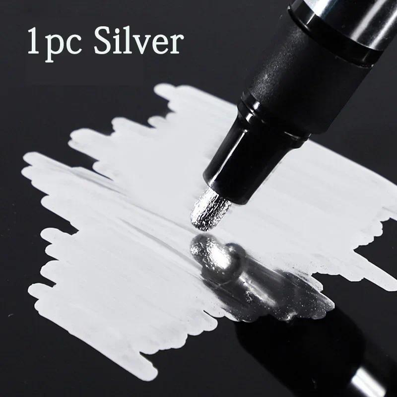 Chrome Paint Marker Reflective Liquid Mirror Paint Pens Golden Silvery Ink 2mm Writing Tip For Model