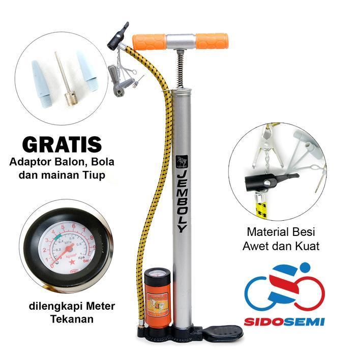 Pompa Ban Sepeda dan Motor Material Besi Merk Jemboly - Jemboly Kuning