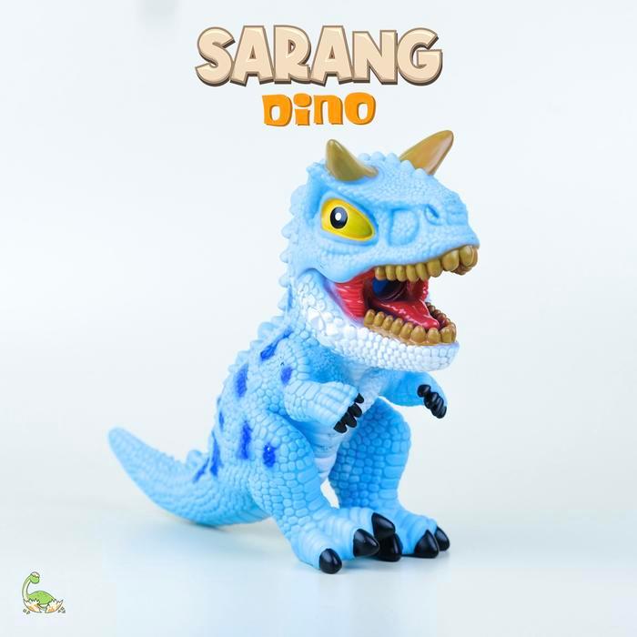 Terlaris Mainan Boneka Anak Dinosaurus Karet Lentur Bersuara Trex Triceratops. - Trex Biru
