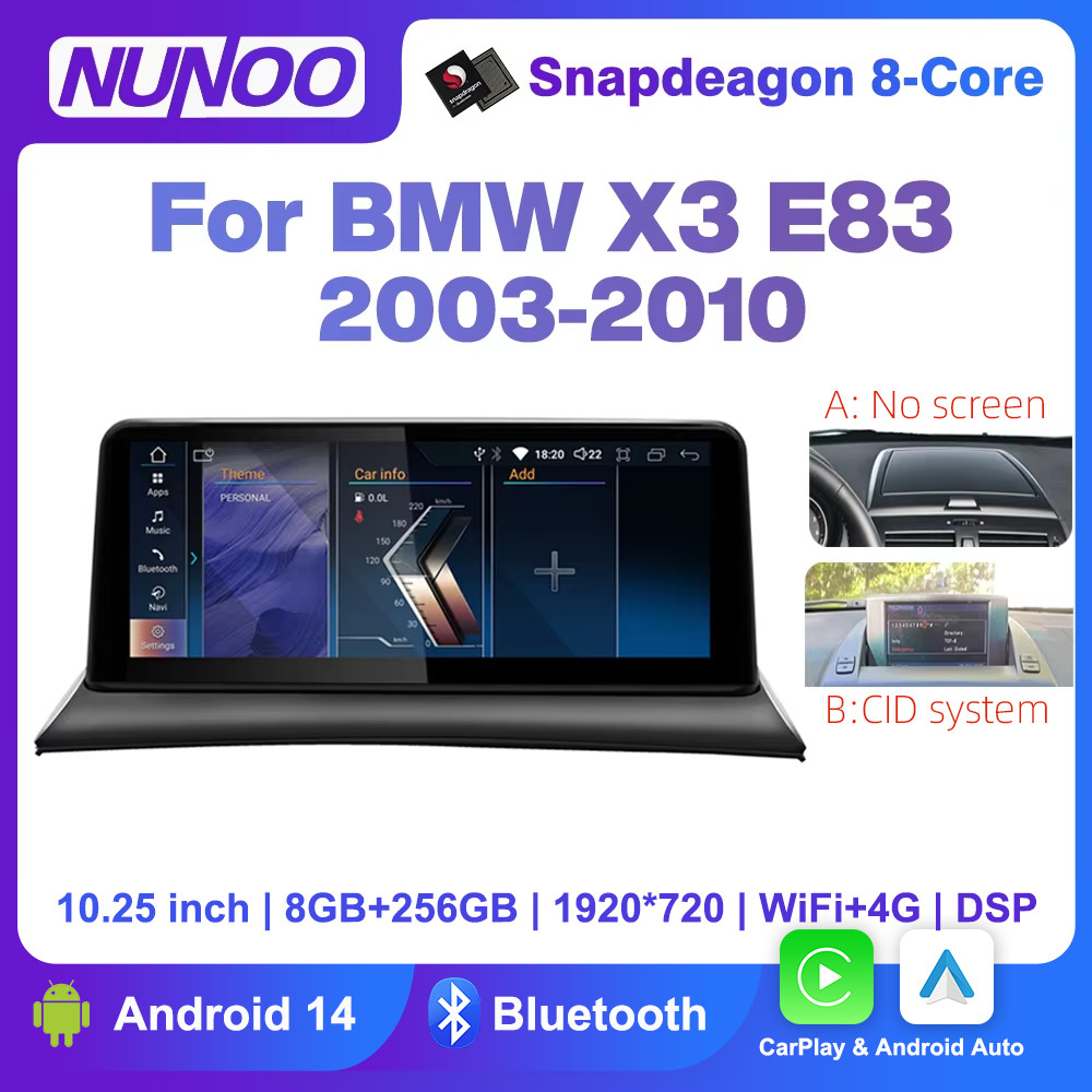For BMW X3 E83 2003-2010 Wireless Carplay Android Auto Car Rao Stereo Multimea Player GPS splay WIFI