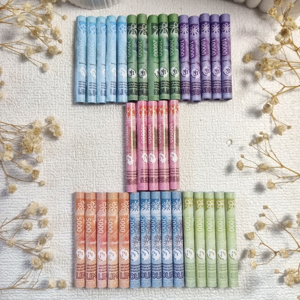 Ready Stok Replika mainan Uang gulungan, uang gulung bahan mahar hiasan mahar dekorasi mahar hiasan 