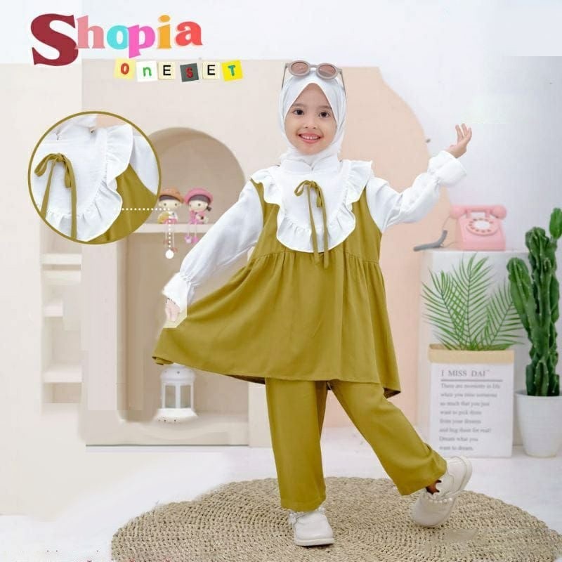 2.2 DISKON Baju Anak Usia 8 9 10 tahun Shopia One Set Kids Bahan Rayon Mix Crinkle Airflow / Pakaian